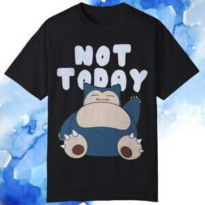 Pokemon T-Shirt Snorlax Not Today Funny Anime Cartoon Graphic Fan Tee 126